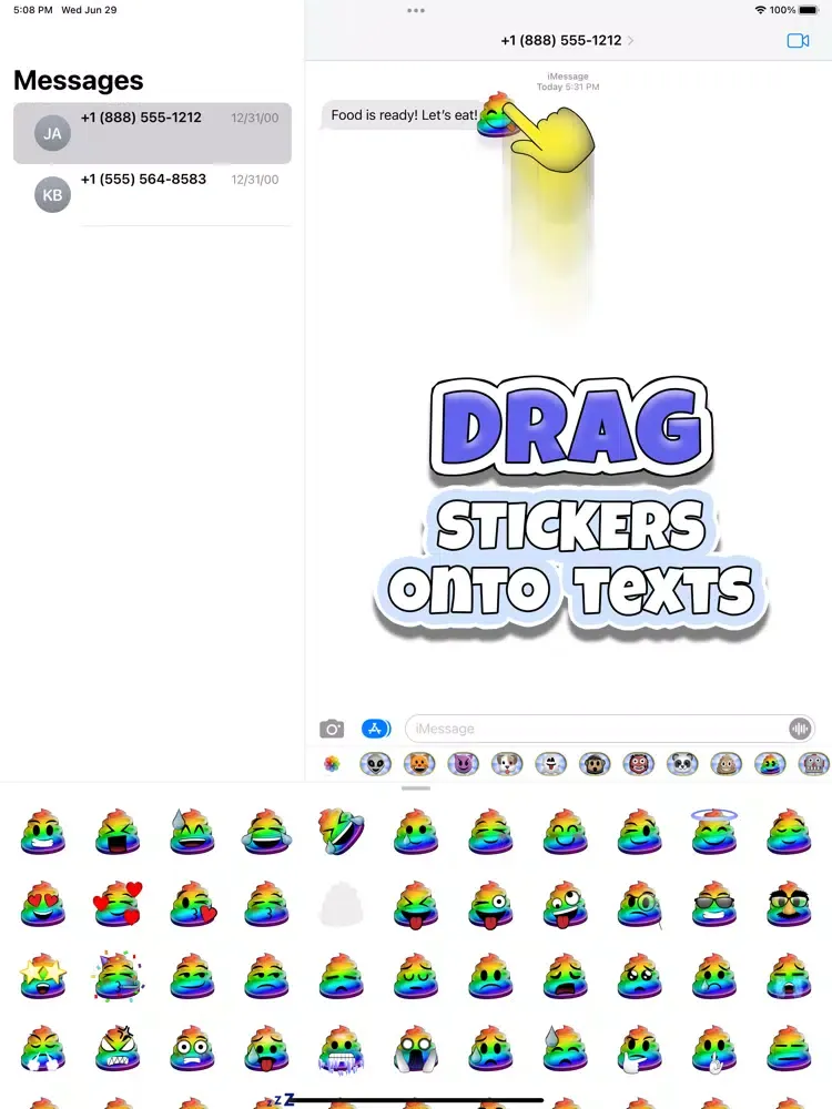 Capturas de tela do Sticky 'Moji: Rainbow Poop iPad 