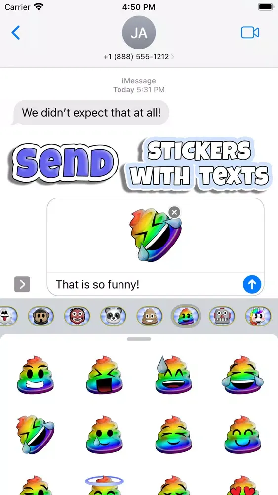 Capturas de tela do Sticky 'Moji: Rainbow Poop