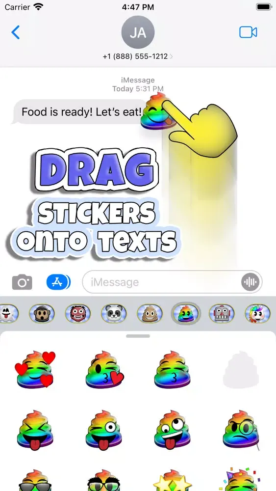 Capturas de tela do Sticky 'Moji: Rainbow Poop