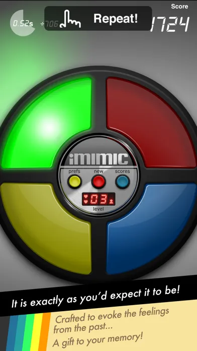 Tangkapan skrin iMimic: 80's Vintage Electronic Memory Game