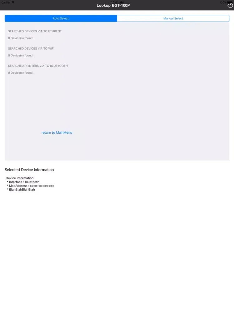 Tangkapan layar mPOSUtility iPad 