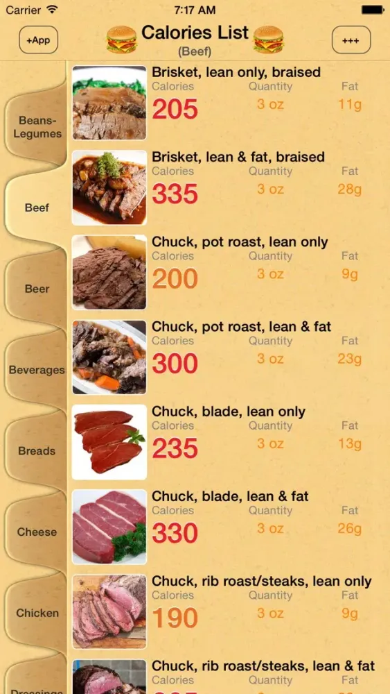 Calories List Screenshots