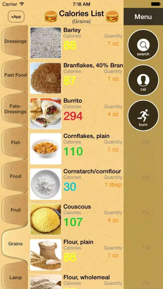 Calories List Screenshots