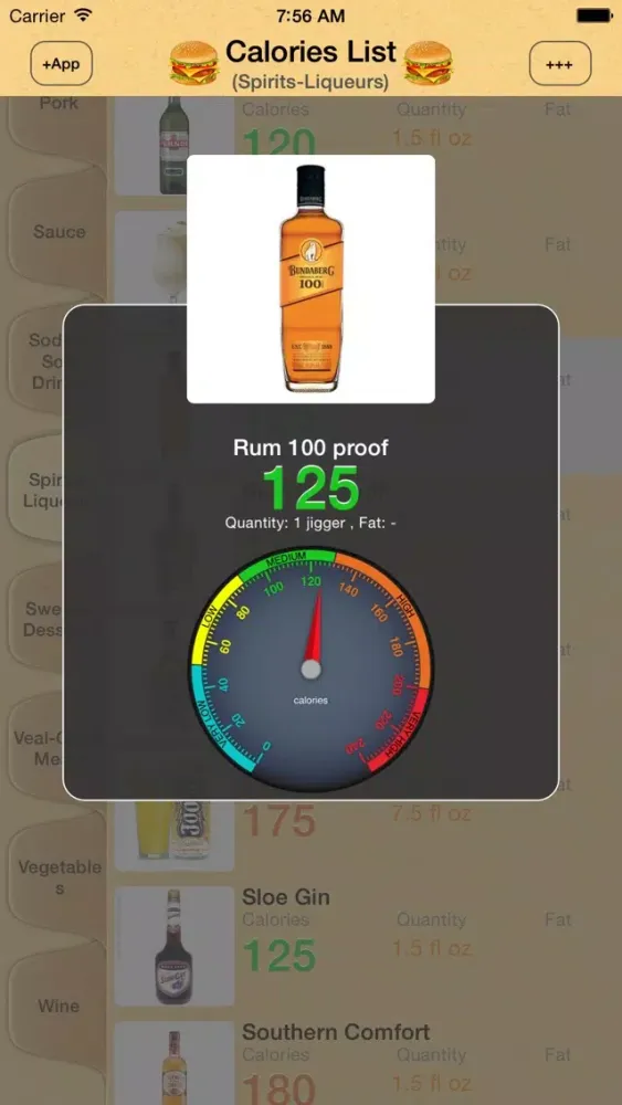 Calories List Screenshots