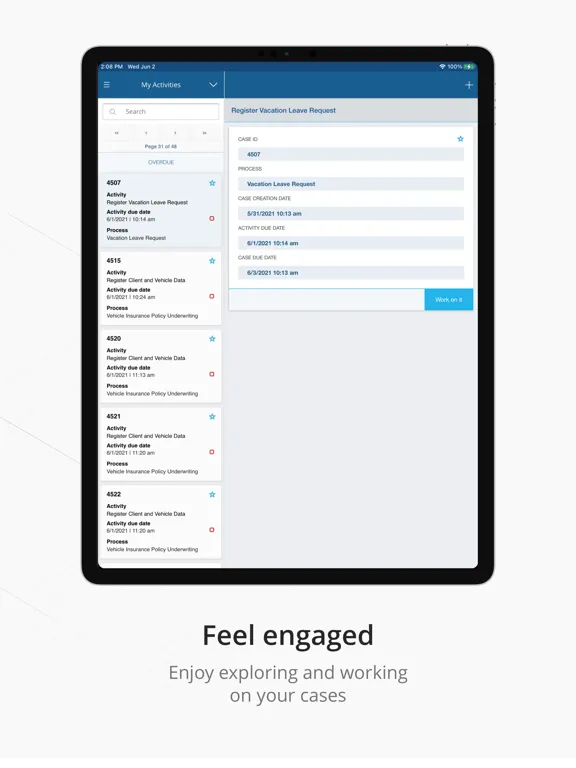 Ảnh chụp màn hình của Bizagi iPad 