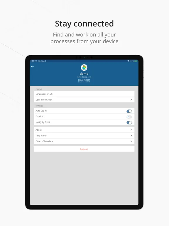 Ảnh chụp màn hình của Bizagi iPad 