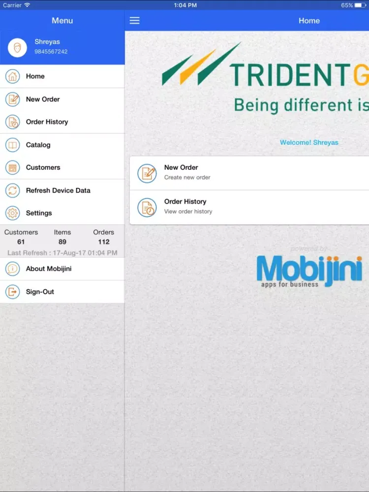 Trident Order Management App iPad  Ekran Görüntüleri