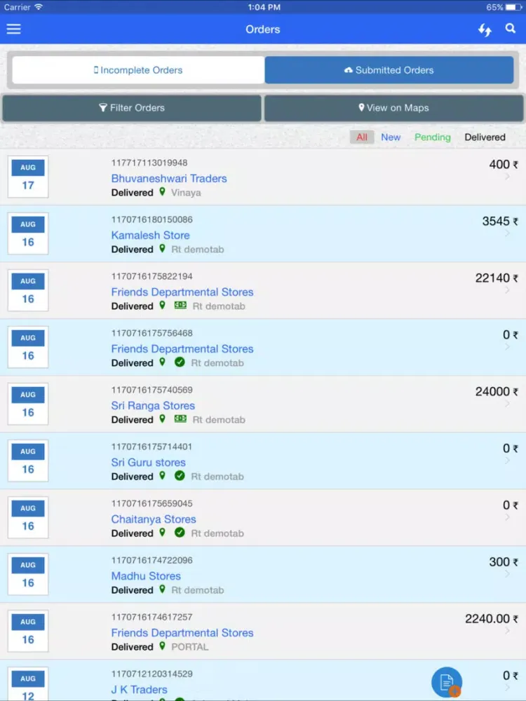 Trident Order Management App iPad  Ekran Görüntüleri