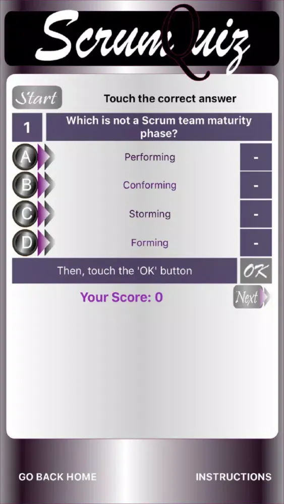 Tangkapan layar scrumquiz