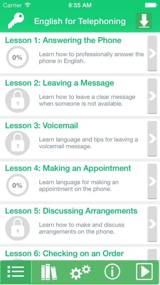 Tangkapan skrin English for Telephoning by Business English Pod