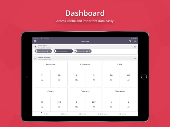 Captures d'écran de TapCRM for SuiteCRM/SugarCRM iPad 