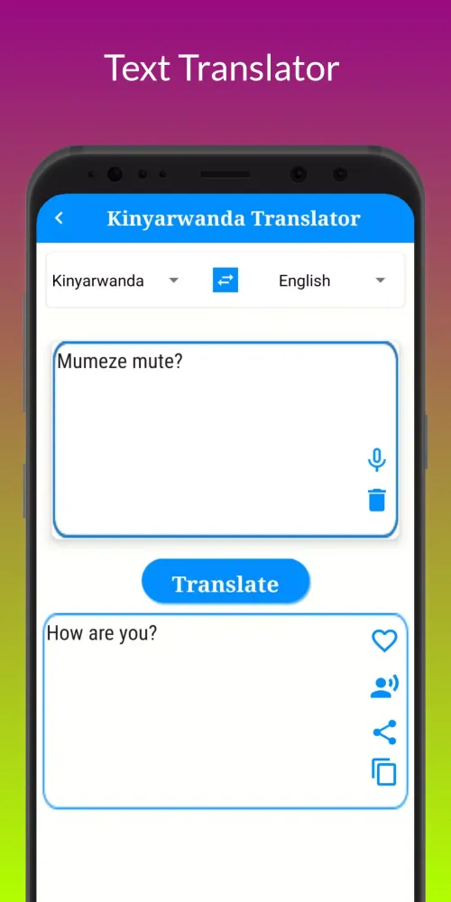 Capturas de tela do Kinyarwanda Translator