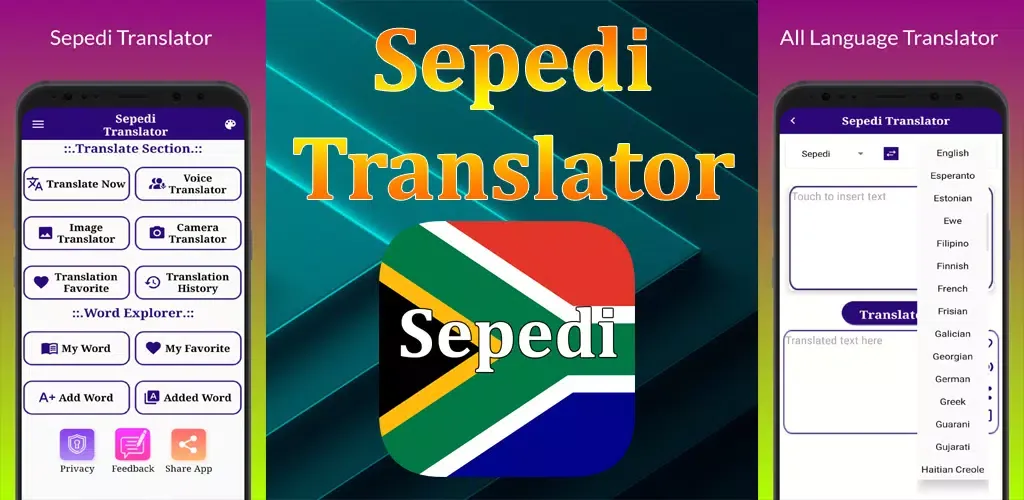 Tangkapan layar Sepedi Translator