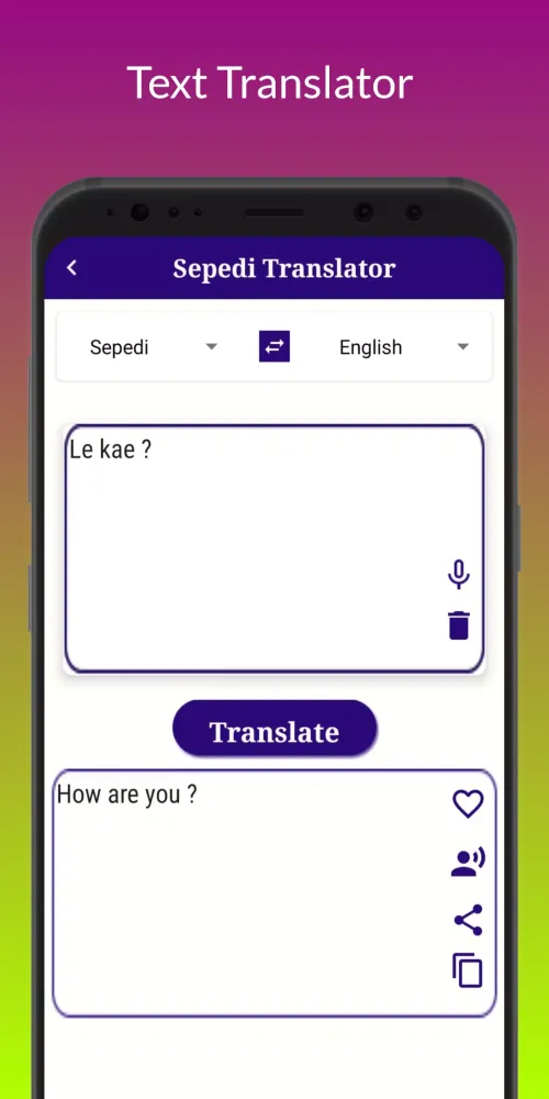 Tangkapan layar Sepedi Translator
