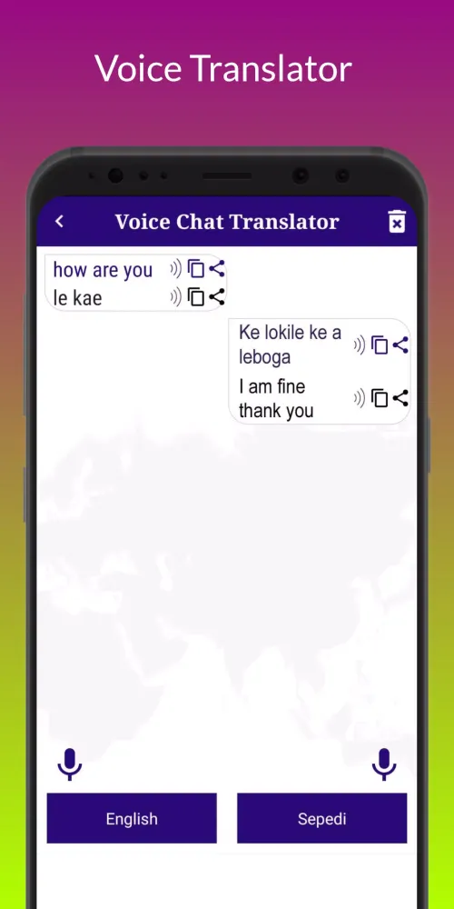 Tangkapan layar Sepedi Translator