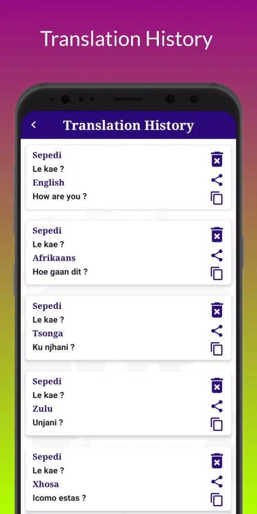Tangkapan layar Sepedi Translator