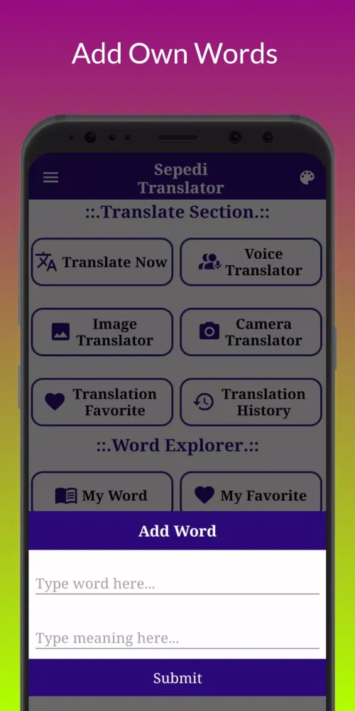 Tangkapan layar Sepedi Translator
