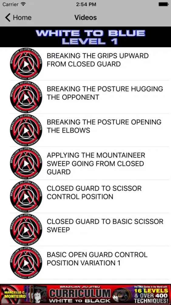 Tangkapan layar BJJ White to Blue Level 1 Step-By-Step Curriculum