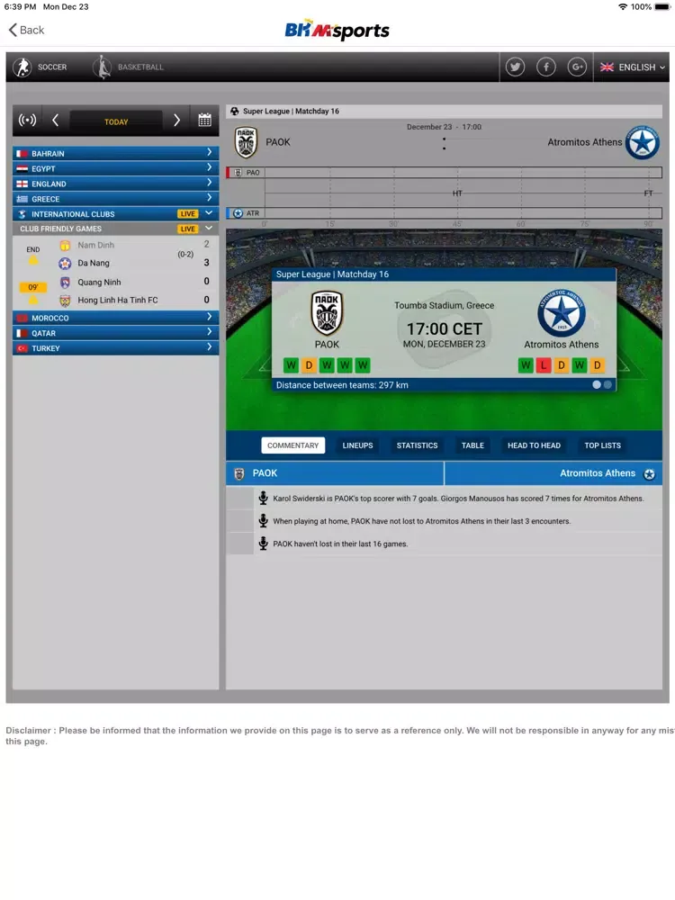 Capturas de tela do BK8 Msports iPad 