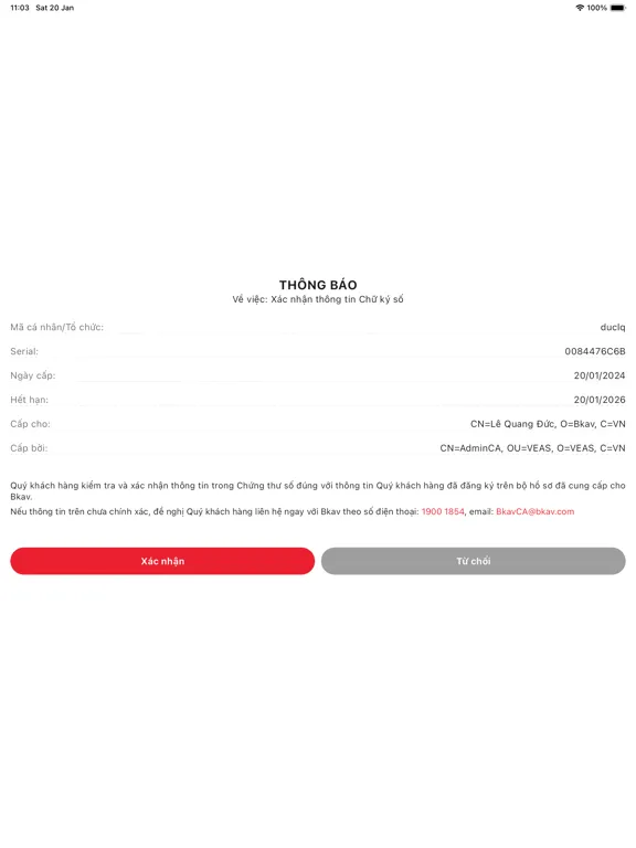 Screenshot di Bkav Remote Signing iPad 