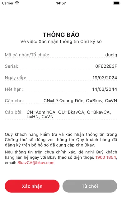 Screenshot di Bkav Remote Signing