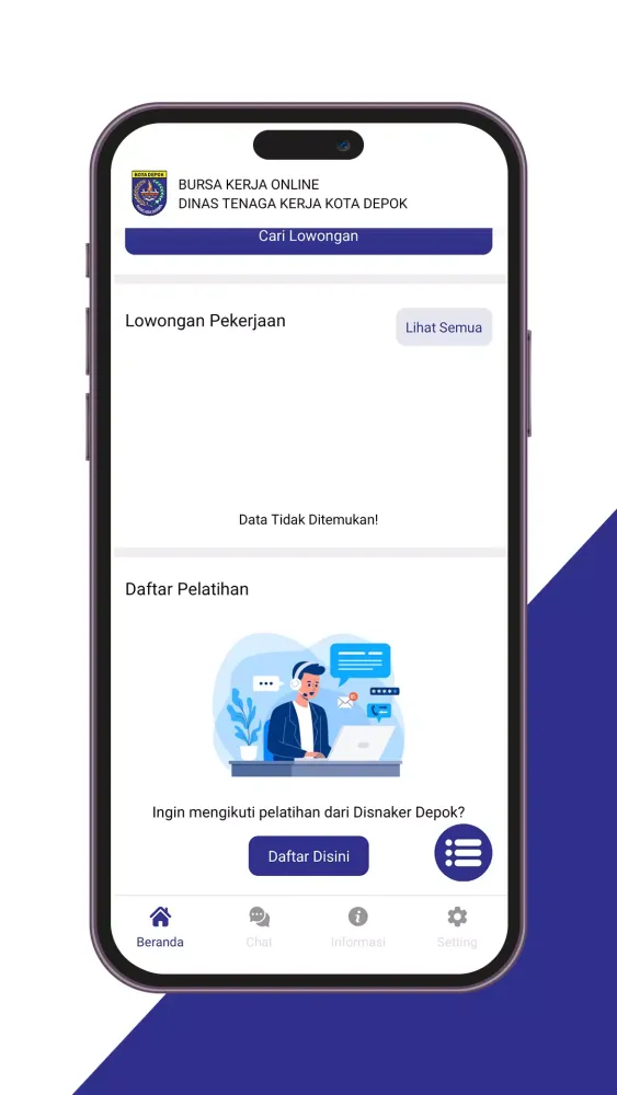 ภาพหน้าจอของ Bursa Kerja Online Kota Depok