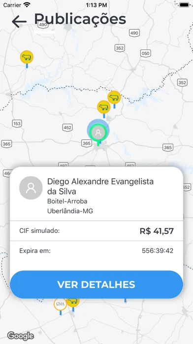 Capturas de tela do Radar Agro