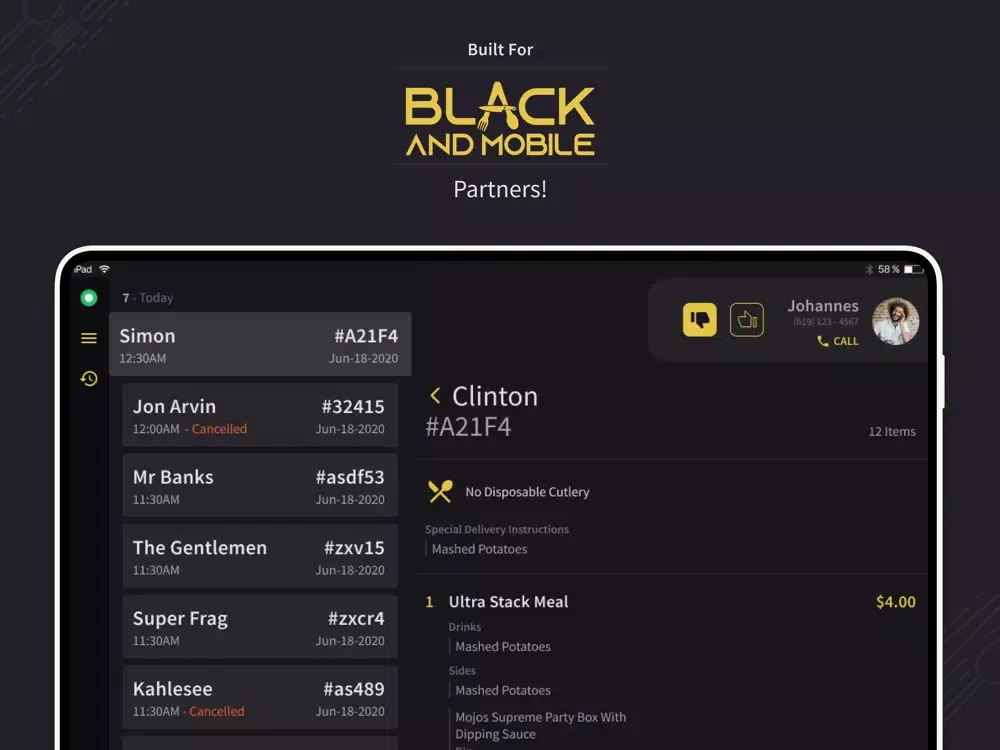 Black and Mobile Restaurant iPad  Screenshots