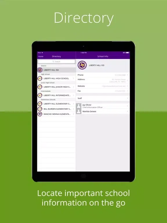 Ảnh chụp màn hình của Liberty Hill ISD iPad 
