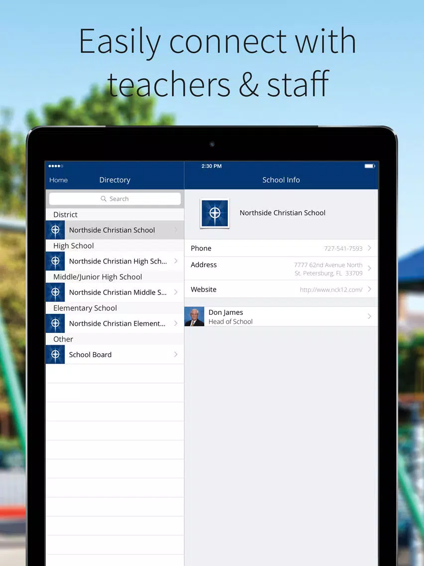 Tangkapan layar Northside Christian School iPad 
