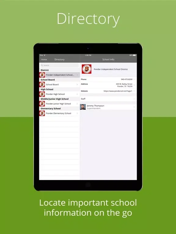 Capturas de pantalla de Ponder Indep School District iPad 