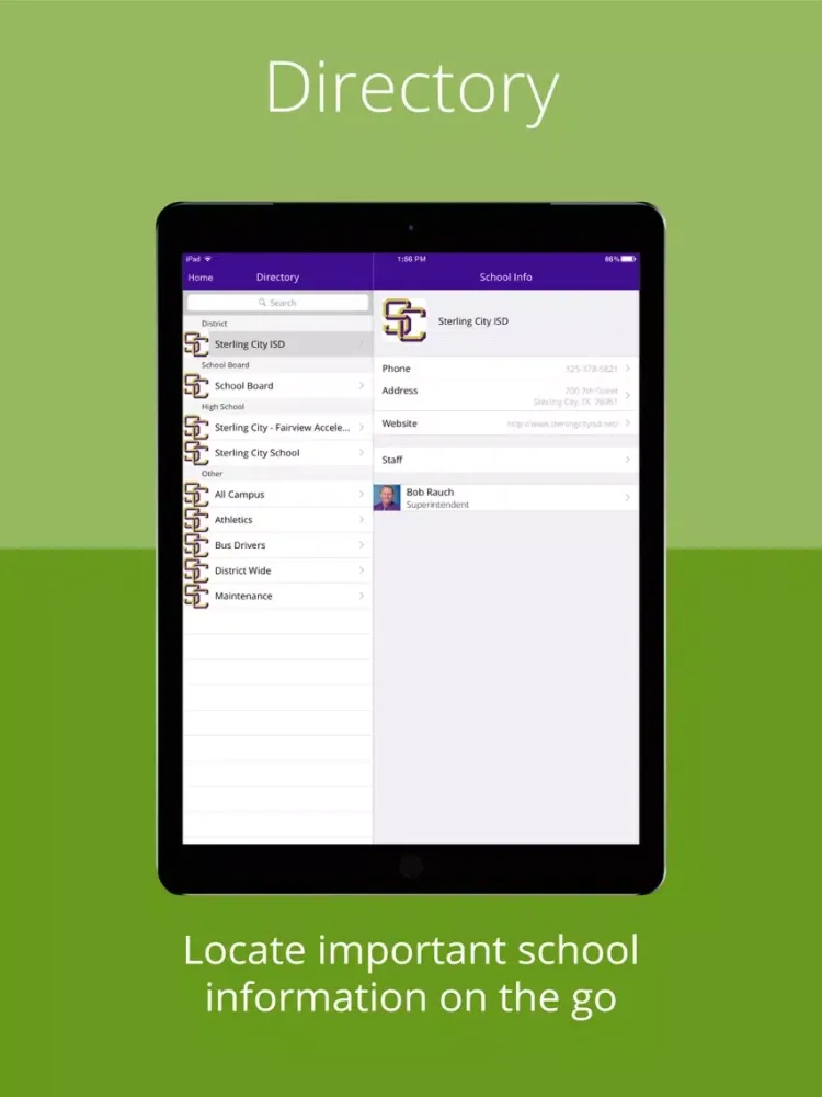 Tangkapan skrin Sterling City ISD iPad 