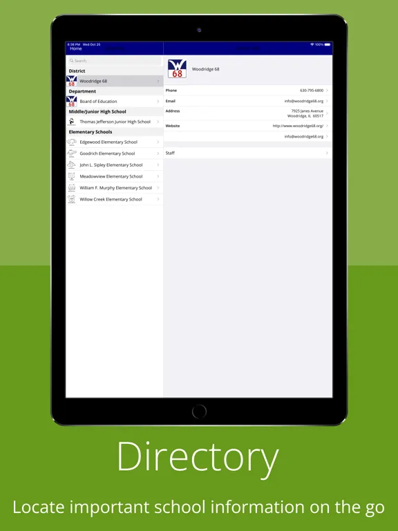 ภาพหน้าจอของ Woodridge School District 68 iPad 