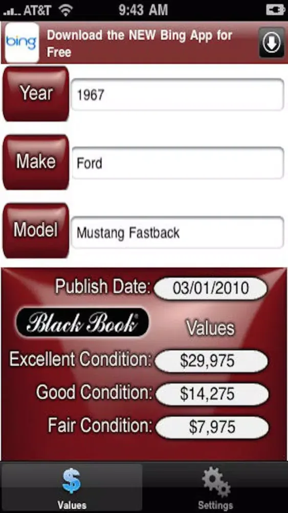 Capturas de tela do Black Book iCollectible Cars