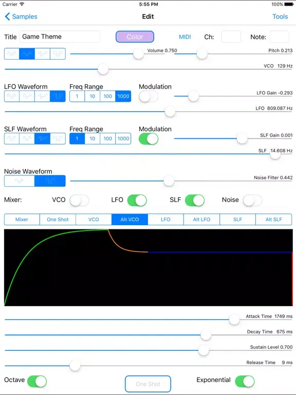 ภาพหน้าจอของ Synth 76477 Complex Sound Synthesizer iPad 