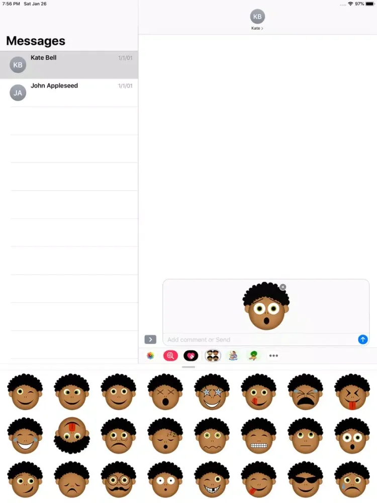 Capturas de tela do Afro Black Emoji Stickers iPad 