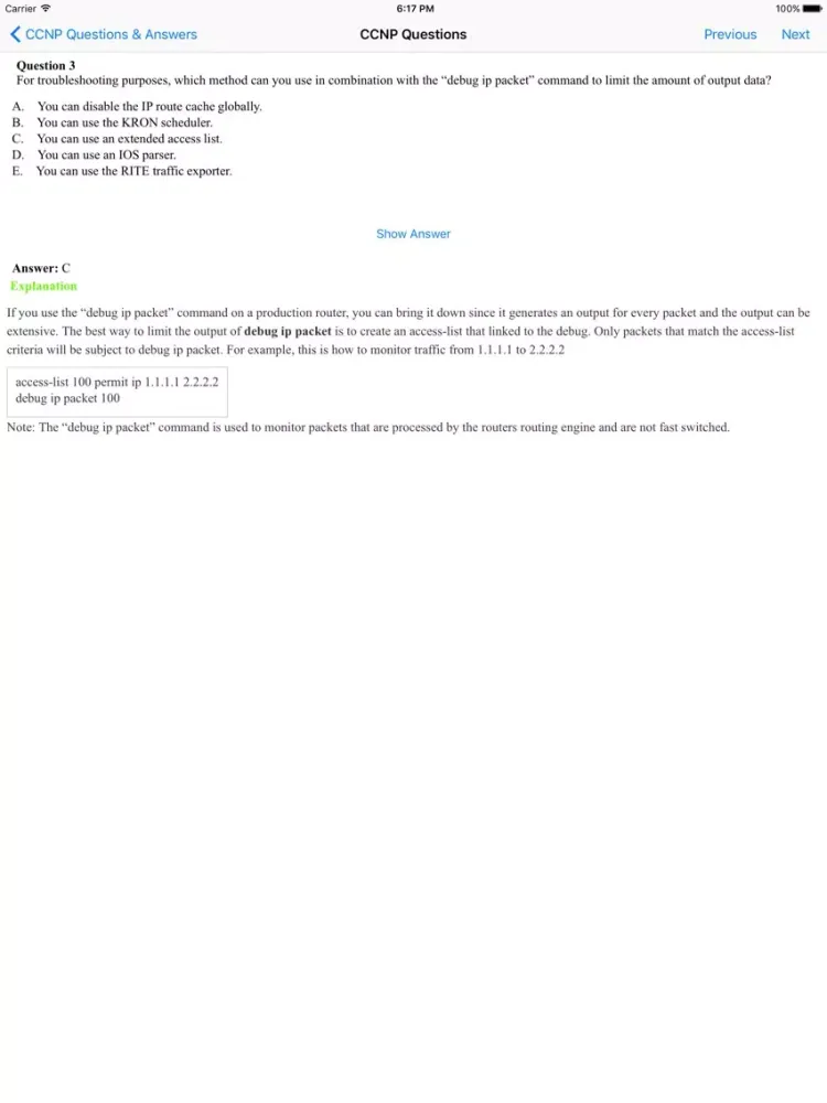 CCNP Question, Answer and Explanation iPad 应用截图