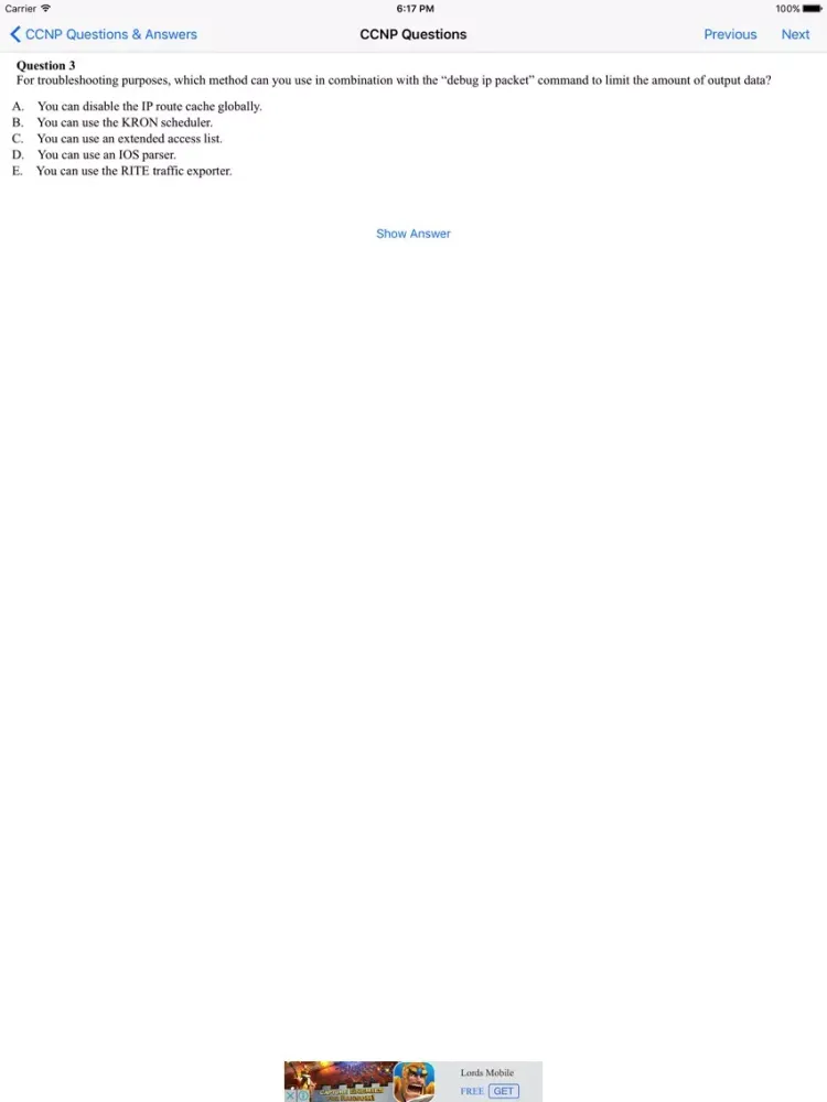 CCNP Question, Answer and Explanation iPad 应用截图