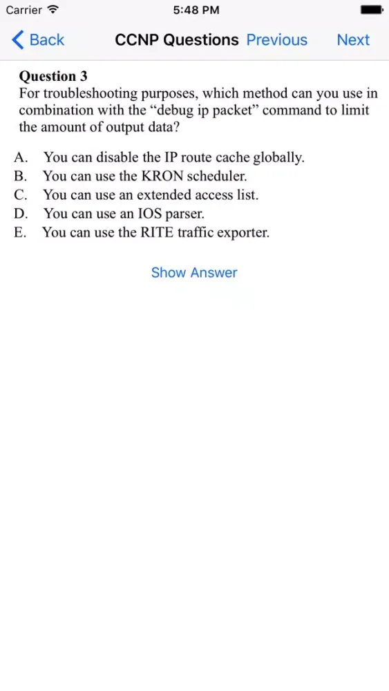 CCNP Question, Answer and Explanation应用截图