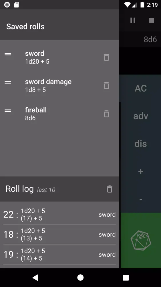ภาพหน้าจอของ Group RPG Dice Roller