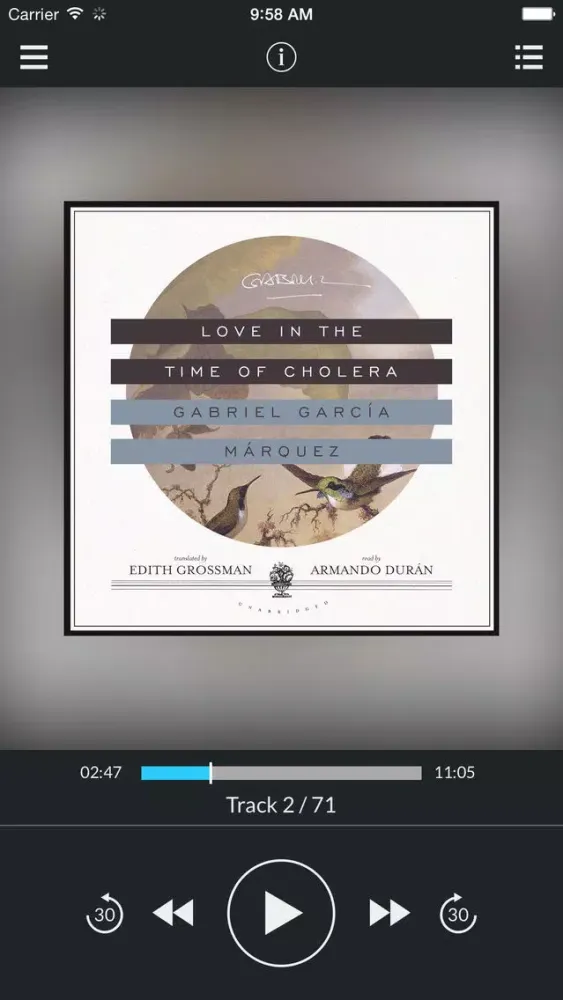 Tangkapan skrin Love in the Time of Cholera (by Gabriel García Márquez)