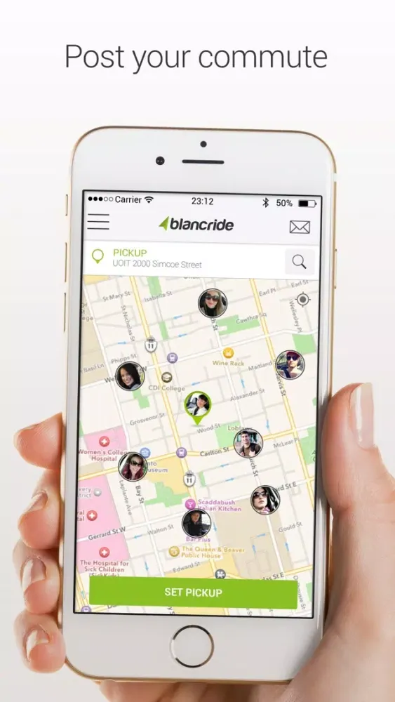 BlancRide – Social Transportation Network Screenshots