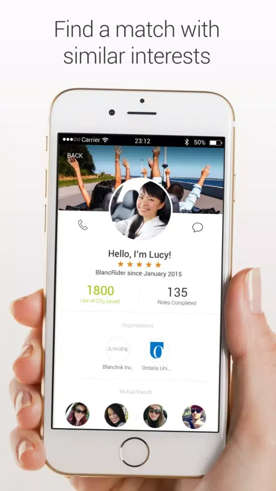 BlancRide – Social Transportation Network Screenshots