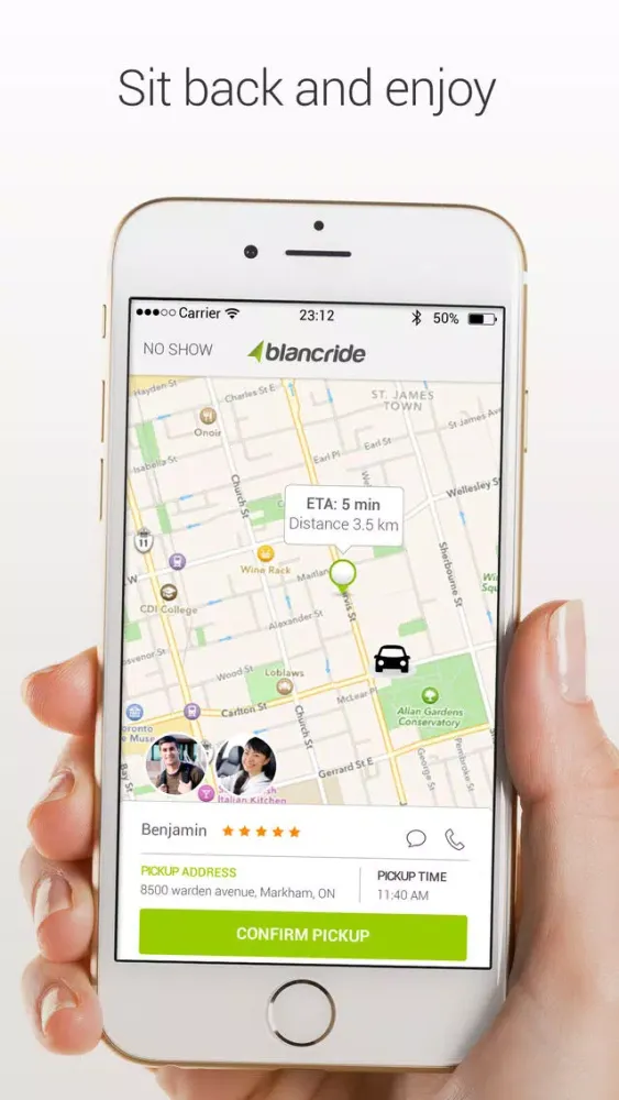 BlancRide – Social Transportation Network Screenshots