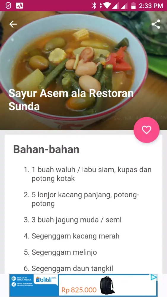 Capturas de pantalla de Resep Sayur Asem Praktis