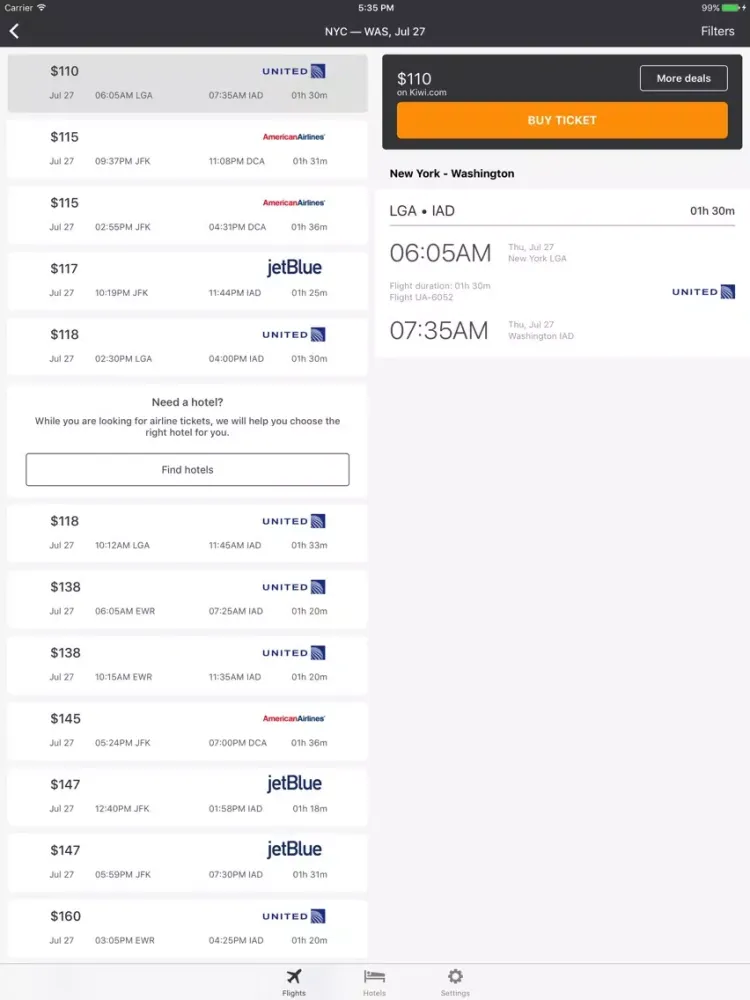 All american airlines in app iPad  Screenshots