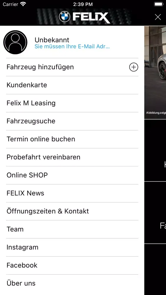 Captures d'écran de BMW FELIX App