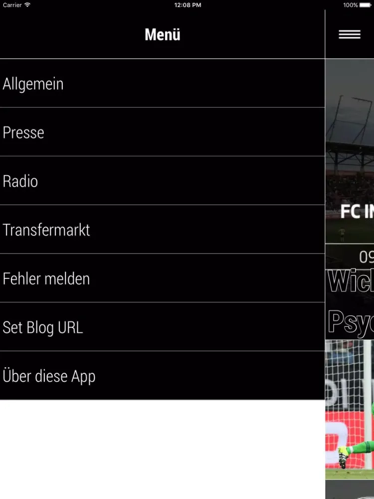 Tangkapan layar 1900News.de iPad 