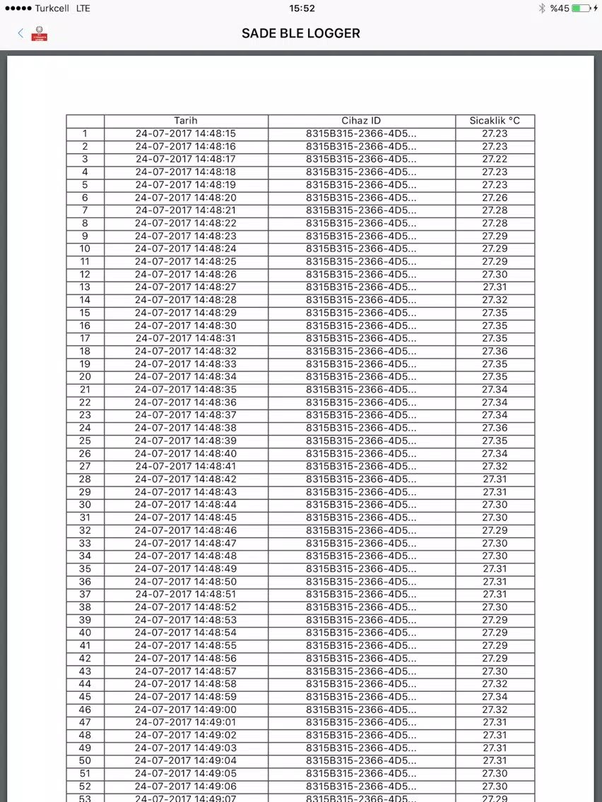 Ble Logger Sade iPad  Screenshots