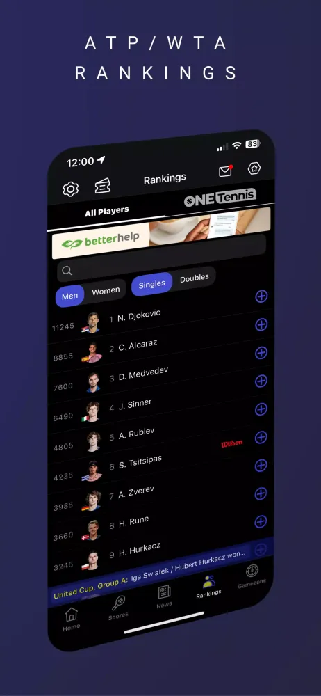 TennisONE应用截图